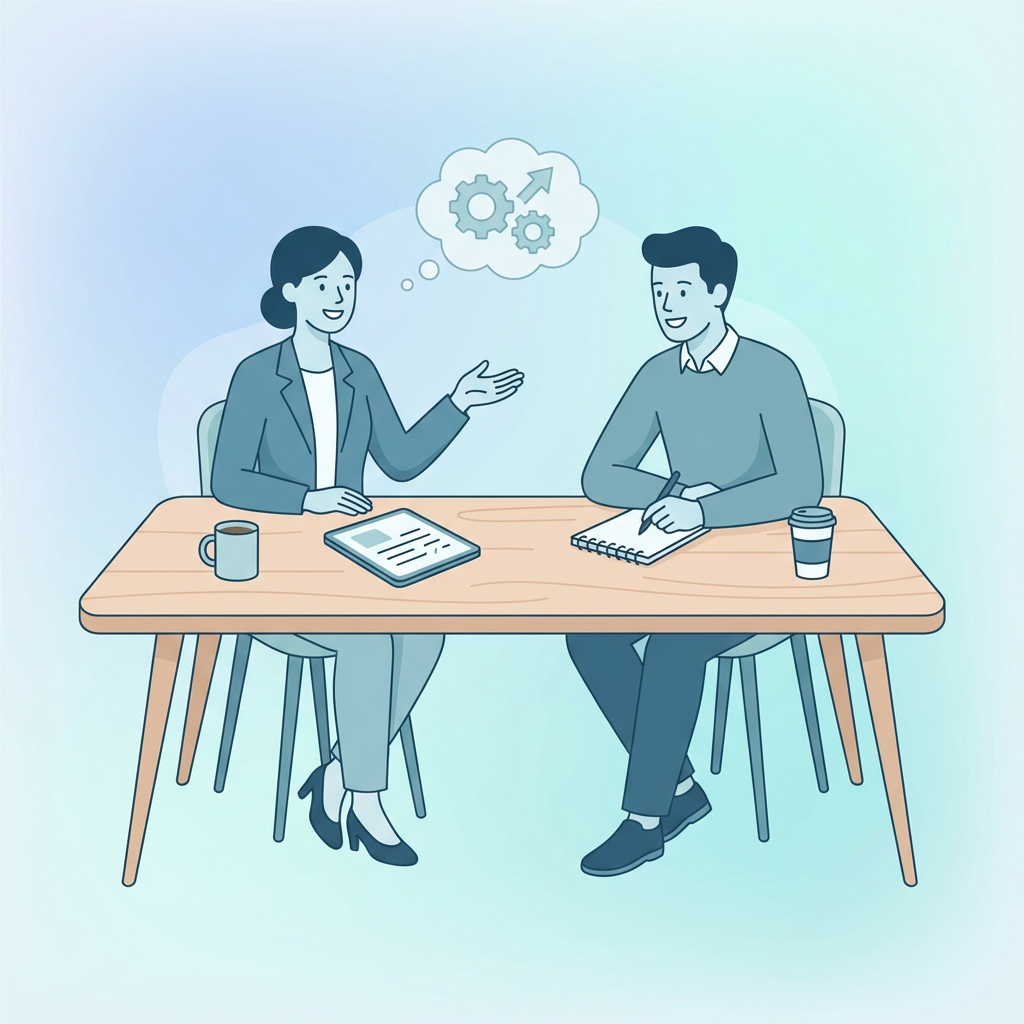 Consultant et client en entretien préalable gratuit